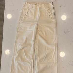 Pilcro and the Letterpress Cream Wide-Leg Jeans with Button-Trim Pockets